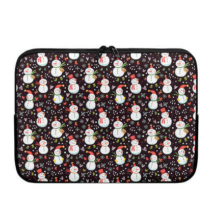 Happy Snowman Pattern Print Laptop Sleeve