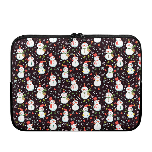 Happy Snowman Pattern Print Laptop Sleeve
