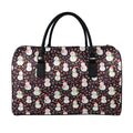 Happy Snowman Pattern Print Leather Duffel Bag