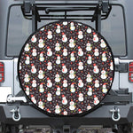 Happy Snowman Pattern Print Leather Spare Tire Cover