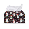 Happy Snowman Pattern Print Leather Tissue Box Cover
