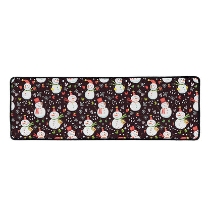 Happy Snowman Pattern Print Long Kitchen Mat