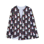 Happy Snowman Pattern Print Long Sleeve Short Coat
