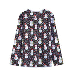 Happy Snowman Pattern Print Long Sleeve Short Coat