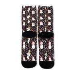 Happy Snowman Pattern Print Long Socks
