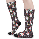 Happy Snowman Pattern Print Long Socks