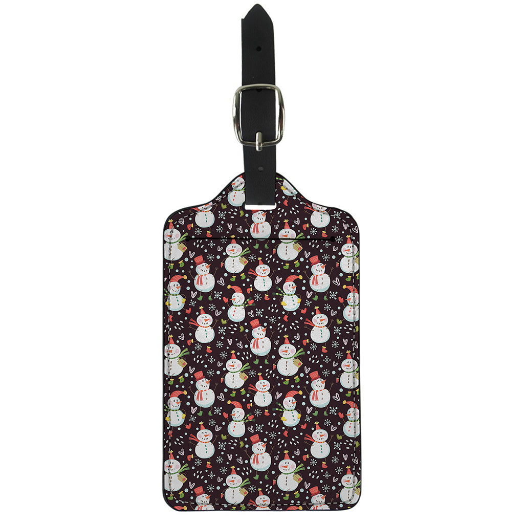 Happy Snowman Pattern Print Luggage Tag