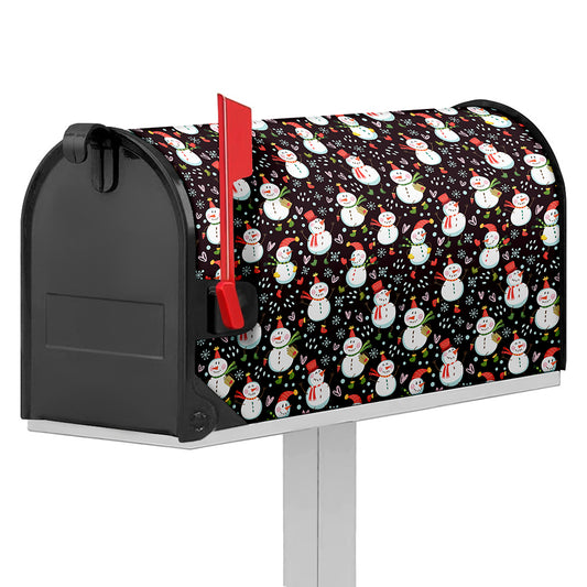 Happy Snowman Pattern Print Mailbox Cover