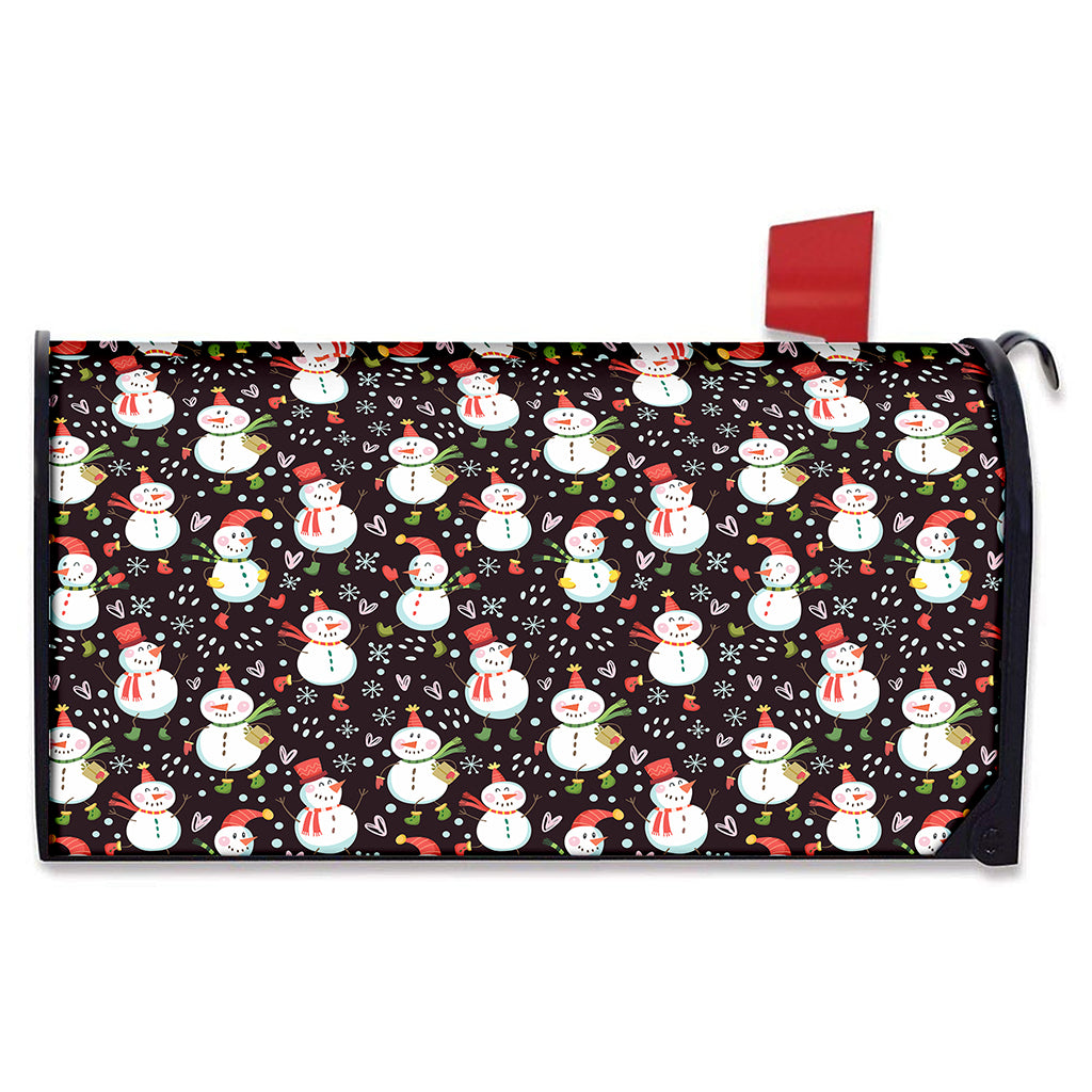 Happy Snowman Pattern Print Mailbox Cover
