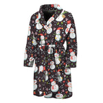 Happy Snowman Pattern Print Men's Bathrobe
