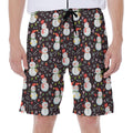 Happy Snowman Pattern Print Men's Beach Shorts