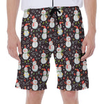 Happy Snowman Pattern Print Men's Beach Shorts