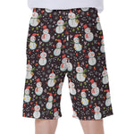 Happy Snowman Pattern Print Men's Beach Shorts