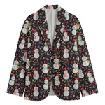 Happy Snowman Pattern Print Men's Blazer