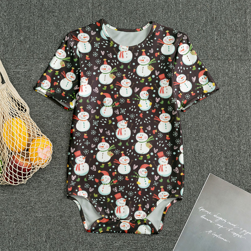 Happy Snowman Pattern Print Men's Bodysuit