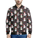 Happy Snowman Pattern Print Men's Bomber Jacket
