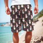 Happy Snowman Pattern Print Men's Cargo Shorts