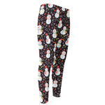 Happy Snowman Pattern Print Men's Compression Pants