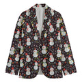 Happy Snowman Pattern Print Men's Cotton Blazer