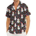 Happy Snowman Pattern Print Men's Deep V-Neck Shirt