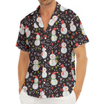 Happy Snowman Pattern Print Men's Deep V-Neck Shirt