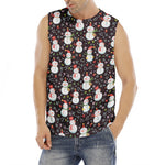 Happy Snowman Pattern Print Men's Fitness Tank Top