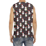 Happy Snowman Pattern Print Men's Fitness Tank Top