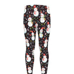 Happy Snowman Pattern Print Men's leggings