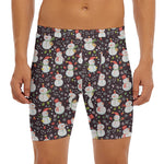 Happy Snowman Pattern Print Men's Long Boxer Briefs