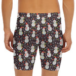 Happy Snowman Pattern Print Men's Long Boxer Briefs