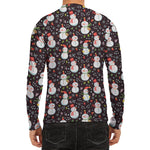 Happy Snowman Pattern Print Men's Long Sleeve Rash Guard