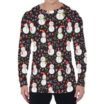 Happy Snowman Pattern Print Men's Long Sleeve T-Shirt
