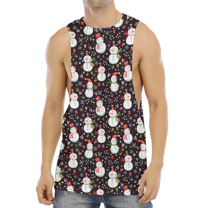 Happy Snowman Pattern Print Men's Muscle Tank Top