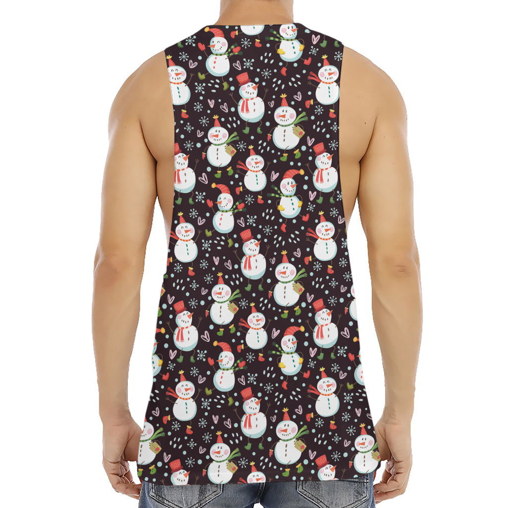 Happy Snowman Pattern Print Men's Muscle Tank Top