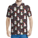 Happy Snowman Pattern Print Men's Polo Shirt