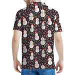Happy Snowman Pattern Print Men's Polo Shirt