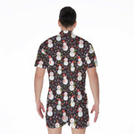 Happy Snowman Pattern Print Men's Rompers