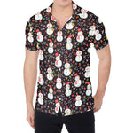Happy Snowman Pattern Print Men's Shirt
