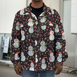 Happy Snowman Pattern Print Men's Shirt Jacket