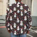 Happy Snowman Pattern Print Men's Shirt Jacket