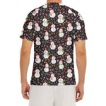 Happy Snowman Pattern Print Men's Short Sleeve Rash Guard