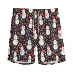 Happy Snowman Pattern Print Men's Sports Shorts