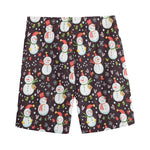 Happy Snowman Pattern Print Men's Sports Shorts