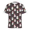 Happy Snowman Pattern Print Men's Athletic T-Shirt
