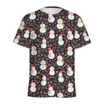 Happy Snowman Pattern Print Men's Sports T-Shirt
