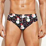 Happy Snowman Pattern Print Men's Swim Briefs