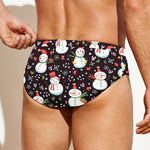 Happy Snowman Pattern Print Men's Swim Briefs