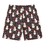 Happy Snowman Pattern Print Men's Swim Trunks