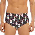 Happy Snowman Pattern Print Men's Triangle Swim Briefs