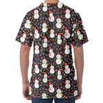 Happy Snowman Pattern Print Men's Velvet T-Shirt